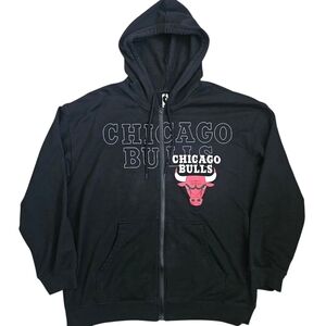 Chicago Bulls NBA Hoodie Jacket Womens Size XXL Black Zip Up